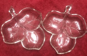 Vintage Hazel Atlas 3-Section Leaf-Shaped H’orderves Dishes (set of 2) - Picture 1 of 2