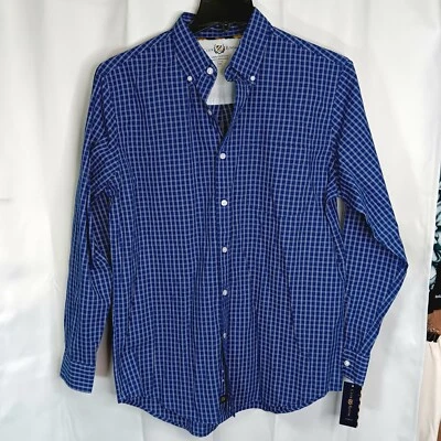 Camisa de vestir manga larga de algodón a cuadros azul blanco MEDIANA Club Room para hombre nueva con etiquetas Foto 1 de 4