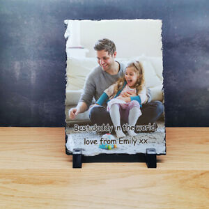 Father‘s Day Gift Personalised Rock Slate Photo Frame Birthday Dad Son Daughter