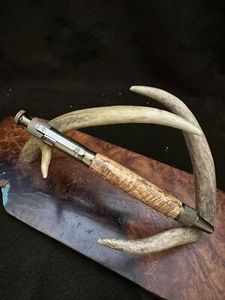 Handmade Ballpoint Clip Bolt Action Pen Cherry Burl Wood Anodized Aluminum - Picture 1 of 8