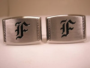 F Monogram Old English Font Initial Letter Vintage Cuff Links frank fred fynn - Picture 1 of 8