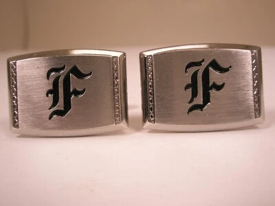 F Monogram Old English Font Initial Letter Vintage Cuff Links frank fred fynn - Image 1 of 4