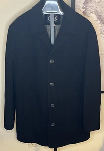 Men’s Xl Newport Harbor Black Wool Mid Coat Quilted Lined - Picture 1 of 7