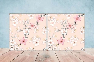 Juego de 2 azulejos de pared con salpicadero de cerámica con estampado floral - Imagen 1 de 2