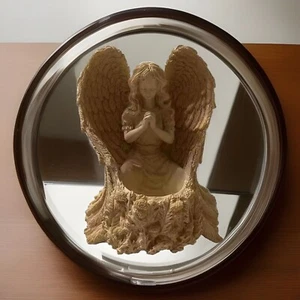 Vintage Ceramic Home Decor Guardian Praying Angel Candle Holder Statue 7"H Beige - Picture 1 of 9