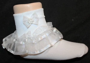 Tip Top Girls Lace Socks Flower Girl Wedding Pageant Ruffled Easter Christmas - Picture 1 of 12