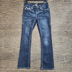 Big Star Jeans Women 25 R Maddie Low Rise Fit Distressed Boot cut Wide Denim - Picture 1 of 13