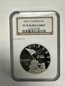 2005-P $1 Proof Marines Silver Dollar NGC PF70 Ultra Cameo - Picture 1 of 6