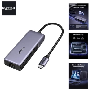 5Gbps USB C LAN Adapter Ethernet 5000Mbps RJ45 Adapter sieciowy kompatybilny... - Zdjęcie 1 z 10