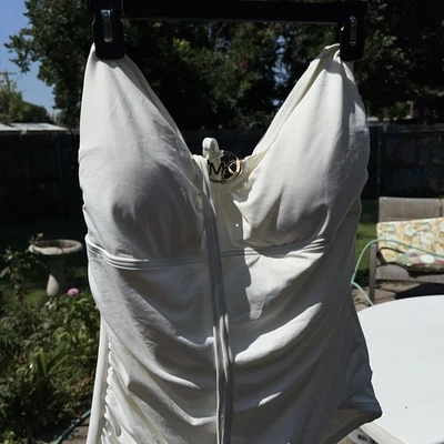 Michael Kors Logo Hardware Shirred 1 pc Cruise Halter Swimsuit New  NWT Sz 16 - Image 1 of 4