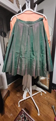 Falda Vintage Nelly de Grab Nueva York Irridiscente Verde Plisada Cintura S Foto 1 de 3