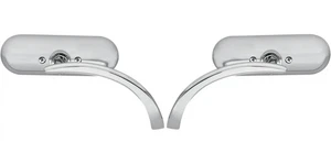 Arlen Ness Micro Chrome Mini Oval Left & Right Side Mirror Harley Metric Pair - Foto 1 di 3