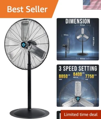 30 Inch High Velocity Industrial Pedestal Fan,  Listed with Adjustable Height - Изображение 1 из 4