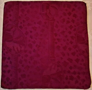 SCARF VINTAGE AUTHENTIC ETHNIC MASK PURPLE SILK 13" SQUARE POCKET SMALL - Picture 1 of 3