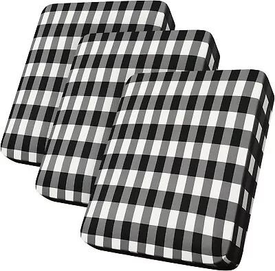 Fundas de cojín elásticas para sofá de 3 piezas y 3 cojines, a cuadros negros y blancos Foto 1 de 4