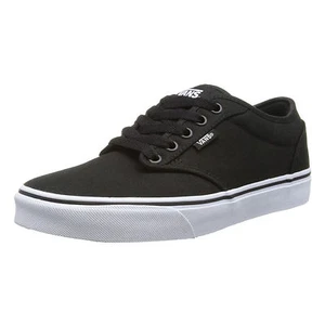 VANS Atwood Hombres Lona Patinador Entrenadores Zapatos Lisos Con Cordones Plimsoll Negro Blanco - Imagen 1 de 8