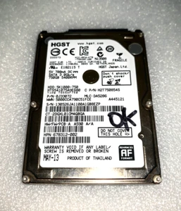 Disque dur SATA 2.5" 750Go HGST HTS541075A9E680 100% Fonctionnel - Photo 1/2