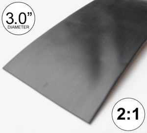 3" ID Schwarz Schrumpfschlauch 2:1 Verhältnis Polyolefin 3,0" (2 Fuß) Zoll/ft/bis 80 mm - Bild 1 von 3