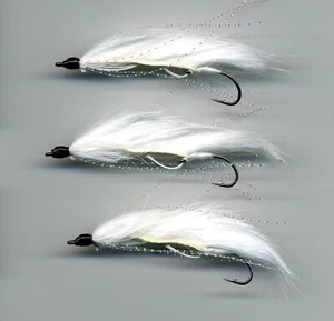 Trout Flies: MINI Snake Flies: Little White Devil x 3 size 8 UK Tied (code 736) - Picture 1 of 3