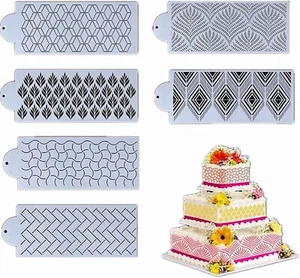 DriSubt 6 piezas plantillas de molde de plástico reutilizables de diseño diferente para pastel JMN0089 N - Imagen 1 de 6