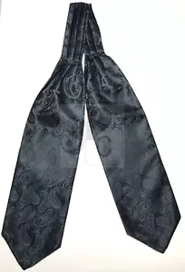 Men's Charcoal Gray Paisley Italy Design Free Style Casual Ascot Cravat Wedding - Picture 1 of 1