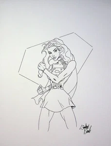 SUPERGIRL DC COMICS JONATHAN CARRILLO signiertes handgestifttes Pin-Up 8,5"x11" - Bild 1 von 3
