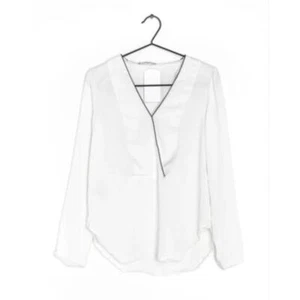 MNG by Mango NWT Women’s Asymmetrical V-neck Blouse in White-Size 8 (Medium) - Picture 1 of 10