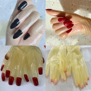 Guantes Látex Transparente Aceite Brillante con Uñas Largas Ultradelgados Zentai Fetiche 0.2mm - Imagen 1 de 10