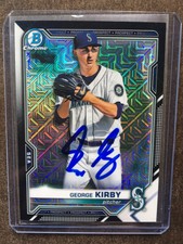 Signed 2021 Bowman MegaBox George Kirby RC 1/1 Black Mojo Autographed Mariners