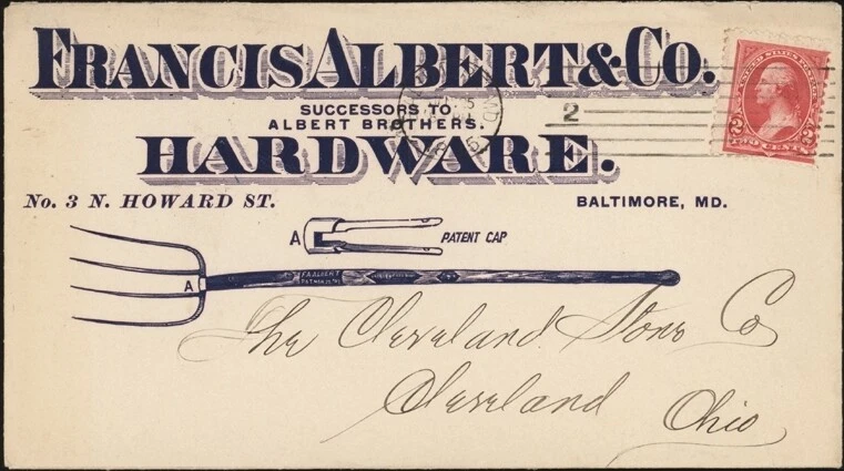 U.S., 1895. Hardware Advertising Cover 250, Baltimore - Cleveland - Image 1 of 1