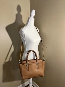 Liz Claiborne Purse Tan Faux Leather Handbag Shoulder Tote Bag Adjustable Strap - Picture 1 of 13