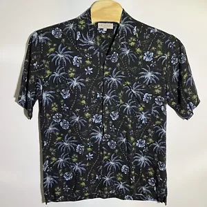 Eighty Eight Hawaiihemd Herren M dunkelblau Palme Allover Print Viskose - Bild 1 von 5