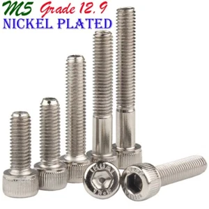 M5 High Tensile 12.9 Alloy Steel Hex Socket Head Cap Screws Bolts Nickel Plated - Picture 1 of 12