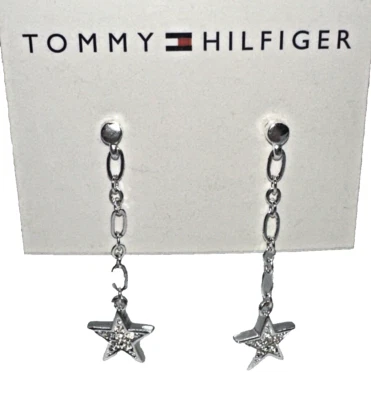 Новый с упаковкой Tommy Hilfiger серебряный тон звезды подвеской серьги, поместье PIEece - Изображение 1 из 4