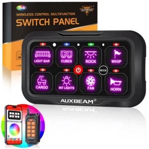 AUXBEAM 8 Gang RGB APP LED Switch Panel Control For Car RV Boat Marine 12V/24V - Picture 1 of 12