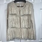 Chicos size 2 cream and gold fringed sweater, long sleeves?, gold sparkles