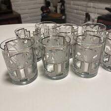 Georges Briard 'Art Deco' Platinum Set of 8 Double Old Fashioned  14oz