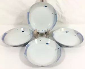4 ciotole zuppa gioiello giapponese Sasaki 7 5/8" coupè blu Amy Davelli vintage RARO EX set - Foto 1 di 12
