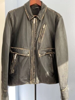 The Kooples mens biker style cow leather jacket coat - Image 1 of 4