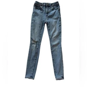 GAP Kids High Rise Stretch Jegging - Medium Wash Distressed - Size 8 Girls - Picture 1 of 8