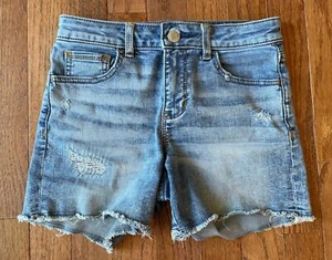 Gap Kids Girls' Destructed Denim Cut-Off Midi Shorts, Light Wash, Size 12 Slim - Picture 1 of 4