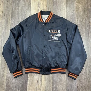 VTG Chicago Bears Nylon Jacket Men’s Size L Chalk Line Snap Button Super Bowl - Picture 1 of 17