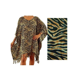 Animal Print Kaftan Poncho Cover-Up One Size Fits S M L XL 1X 2X - Picture 1 of 3