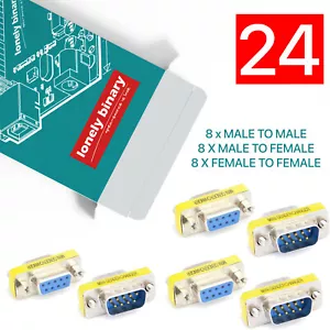 LONELY BINARY 9 Pin RS-232 DB9 Female Male Serial Cable Gender Changer Coupler - Picture 1 of 3