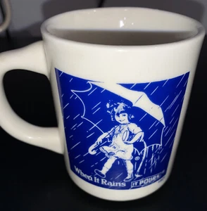 Vintage Morton Salt Girl 1921 Logo Kaffeebecher "When It Rains It Pours" - Bild 1 von 4