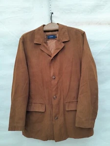 Cortefiel Jacket Mens Large Tan Brown Vegan Suede Lightweight El Corte Ingles - Picture 1 of 16