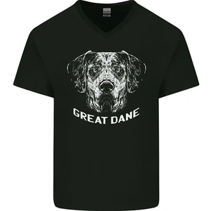Great Dane Dog Mens V-Neck Cotton T-Shirt - Picture 1 of 37