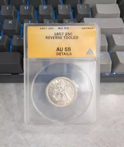 1857 Seated Liberty Quarter ANACS AU55 Details US 25C - Picture 1 of 4