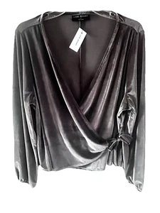 NWT Lane Bryant Top Thin Ribbed Soft Velour Tie Front Wrap L/S Plus Sz 18/20 - Picture 1 of 18