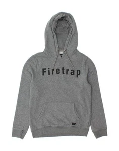 FIRETRAP Mens Graphic Hoodie Jumper Medium Grey Cotton CV03 - Picture 1 of 3